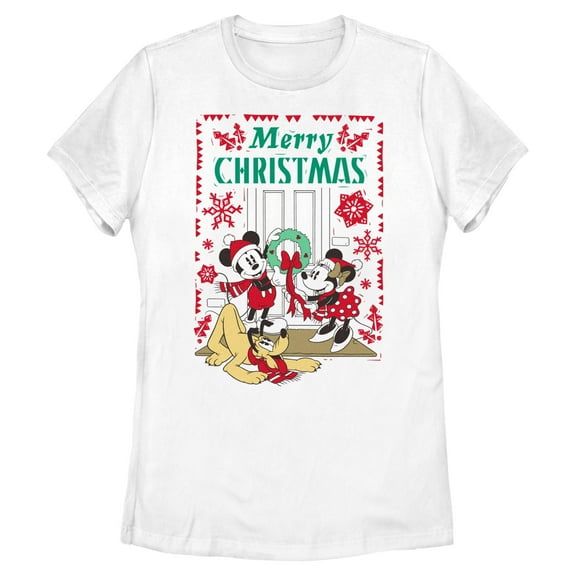 Womens Mickey & Friends Merry Christmas Decorations T Shirt