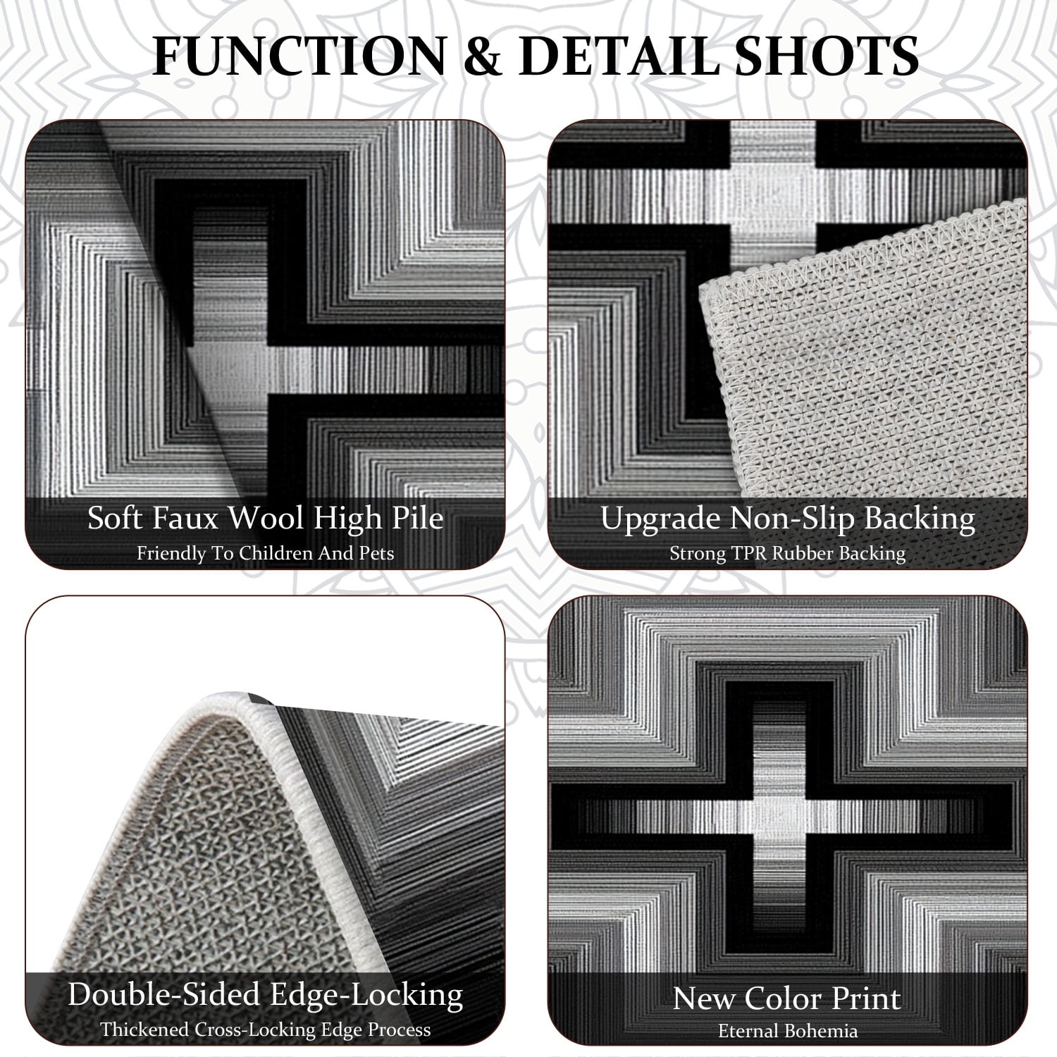 3 Piece Kitchen Rug Set, Non-Slip And Washable, Abstract Pattern Kitchen Hallway Rug, Soft And Comfortable, Suitable For Sinks, Floors, Entrances, Hallways and Bathrooms