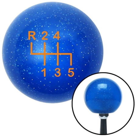 American Shifter Orange Shift Pattern 14n Blue Metal Flake Shift Knob with M16 x 1.5 Insert Shifter