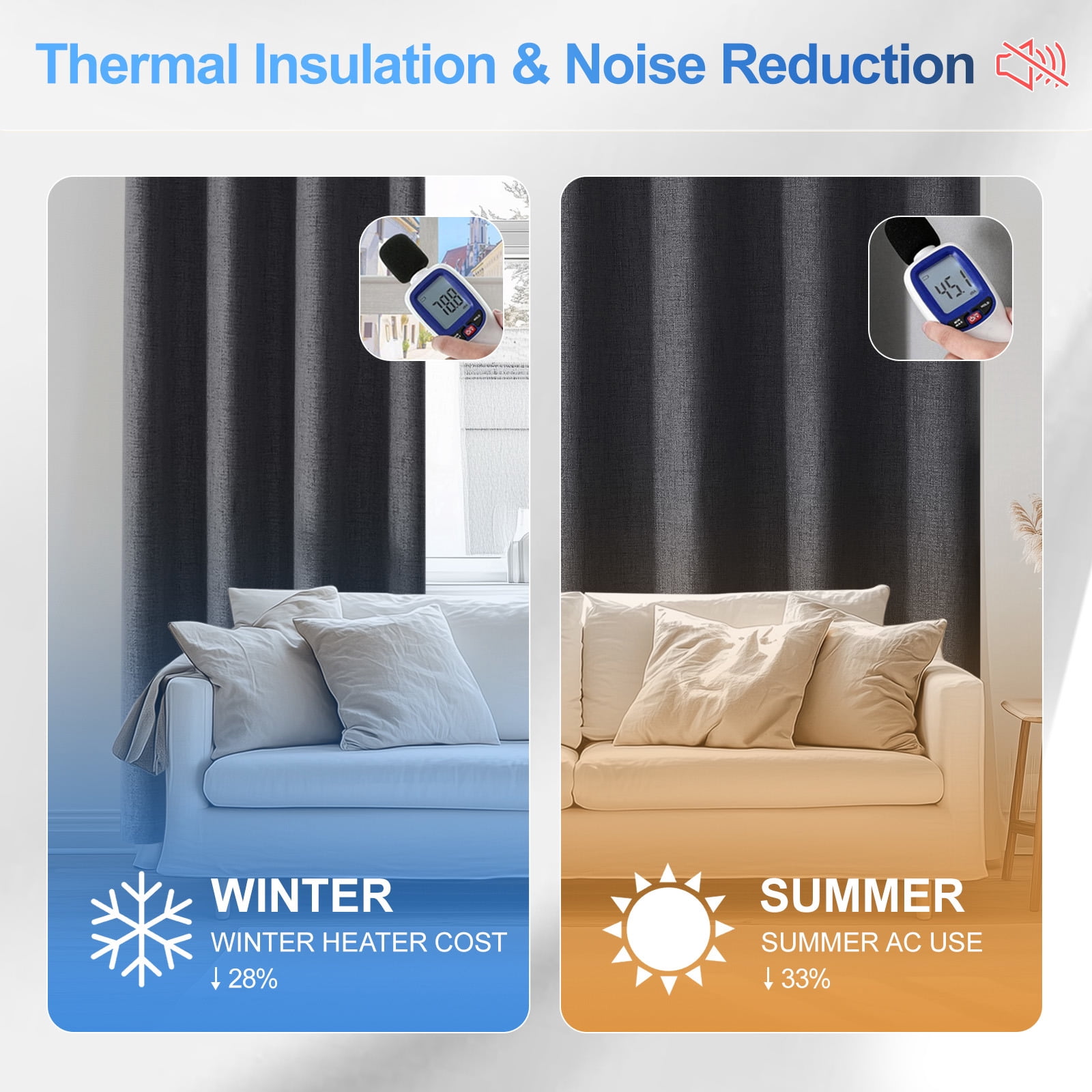 JIATER Blackout Curtains Set of 2 Panels for Bedroom Living Room 42 x 63 inch,Thermal Insulated Room Darkening Blackout Curtains with Grommet,Gray