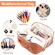 thumbnail image 5 of Bolsa de maquillaje de viaje, bolsa de maquillaje de gran apertura, bolsa de maquillaje portátil que se abre completamente para un fácil acceso, bolsa de maquillaje de cuero de PU, organizador de, 5 of 5