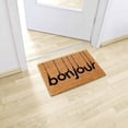 thumbnail image 3 of Sheltered Rectangle Coir Door Mat -Bonjour- Non Slip Backing Natural- Black 24x16, 3 of 9