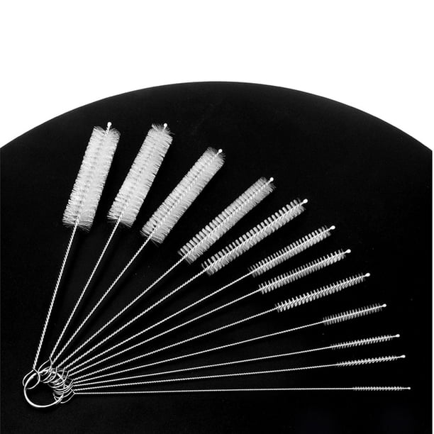 Laklulu Cepillo de limpieza pequeño para cafeteras completamente automáticas, juego de cepillos para pajitas, cepillo para limpiar pipas, cepillo para manguera de leche, cepillo fino para botellas,