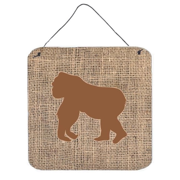 Gorilla Burlap And Brown Aluminium Metal Wall Or Door Hanging Prints - 6 x 6 In.
