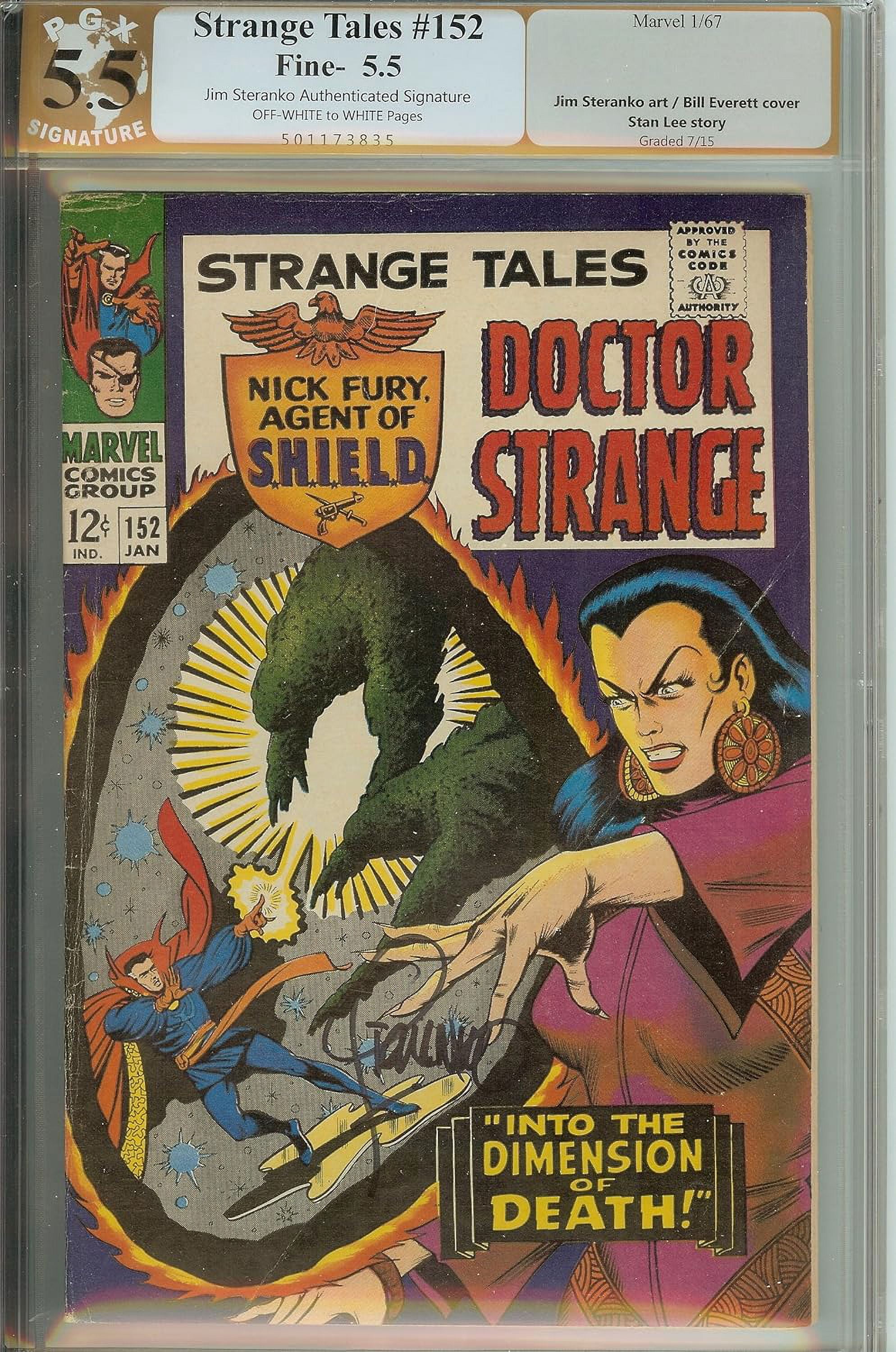 Strange Tales #152 PGX 5.5 not CGC Signed Steranko