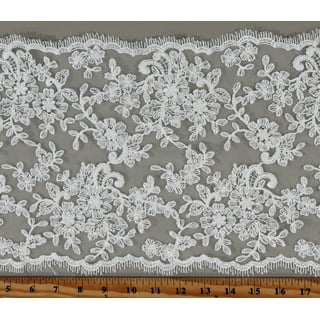 Ben Textiles Giselle Stretch Floral Lace White Fabric by The Yard