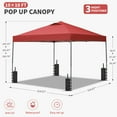thumbnail image 3 of Ainfox 10 x 10 ft Pop up Canopy Tent with Weight Bags,Instant Outdoor Canopies,Shade Tents with Carrying Bag,Red, 3 of 8