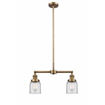 209-BB-G52 Innovations Lighting Bell - 2 Light Island In Traditional Style-10 Inches Tall and 21 Inches Wide-Brushed Brass Finish-Clear Glass Color