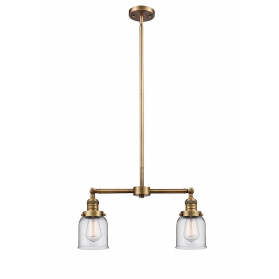 209-BB-G52 Innovations Lighting Bell - 2 Light Island In Traditional Style-10 Inches Tall and 21 Inches Wide-Brushed Brass Finish-Clear Glass Color