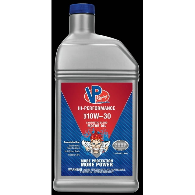 VP Racing Fuels Oil 2955 Hi-Performance; SAE 10W30; Synthetic Blend; 1 Quart Bottle; Single