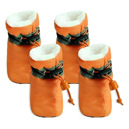 TELOLY 4Pcs Dog Shoes Comfortable Fit Dog Boots Everyday Use Dog Winter Boots Orange 3.5*2.5cm