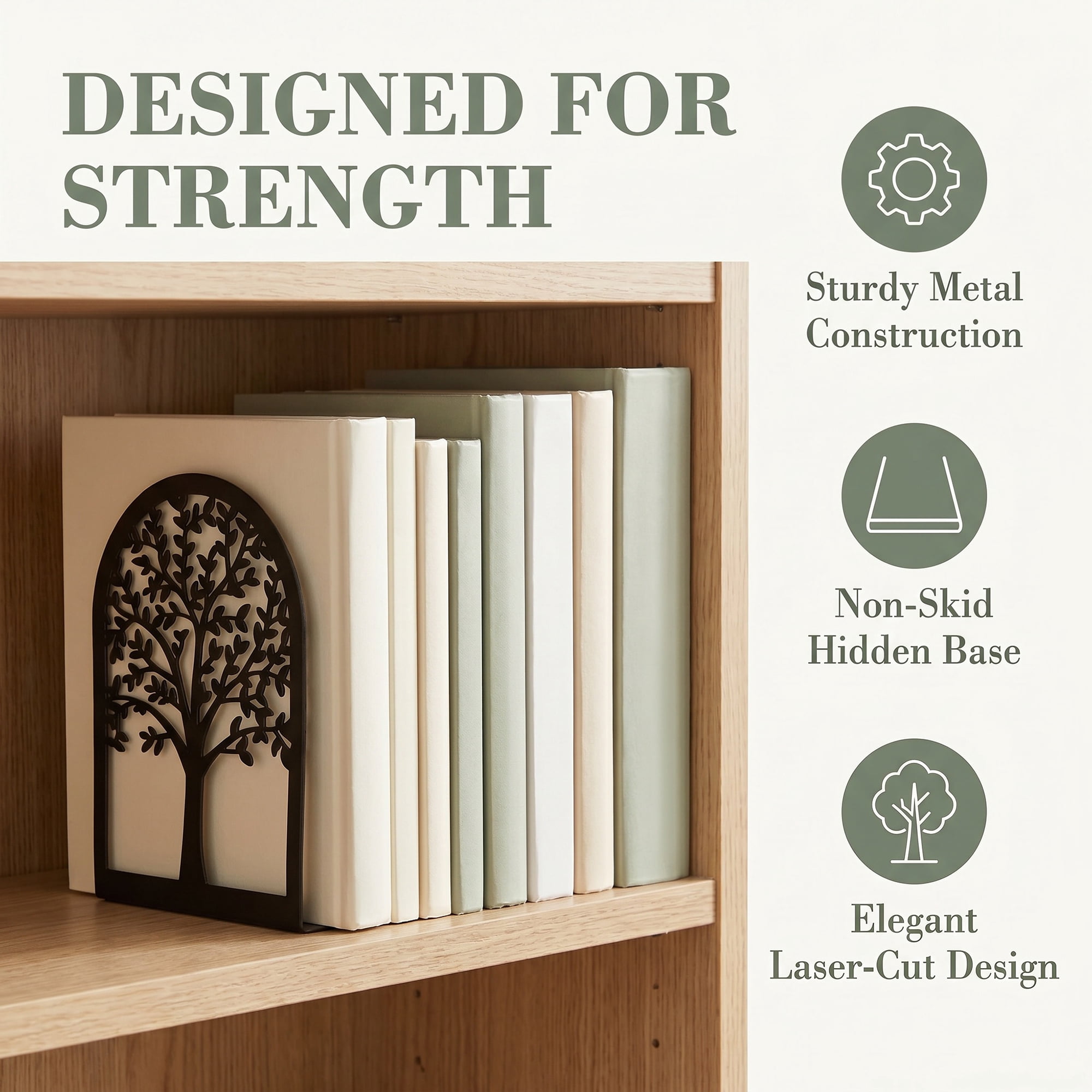Unique Bargains Metal Tree Design Book Ends for Shelves Black Tree StyleD 4.7"x3.5"x7.1"
