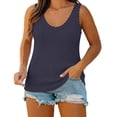 thumbnail image 4 of AnuYalue Lace Tank Tops for Women V Neck Wide Strap Soft Ribbed Camisole Fashion Sleeveless Round Neck Top, 4 of 7