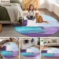 thumbnail image 5 of Round Rugs 5Ft, Purple Turquoise Round Area Rug Washable Indoor Throw Carpet, Modern Geometric Oil Painting Abstract Soft Non Slip Circle Rug for Cabinet Bathroom Home Decor Aesthetic, 5 of 8