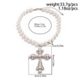 thumbnail image 2 of NICKSUN Vintage Filigree Cross Pendant Pearl Beaded Choker Necklace, Gothic Multi-Layer Imitation Pearl Chain Necklace, 2 of 6