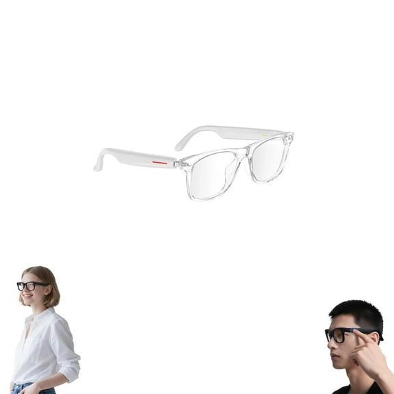 Nessthub Glasses, Nessthub Smart Glasses, Ai Smart Glasses with HD Camera, Video Recording, Music Playback, Hands-Free Calling, for Home/Office/Outdoor (White, Clear Lens)