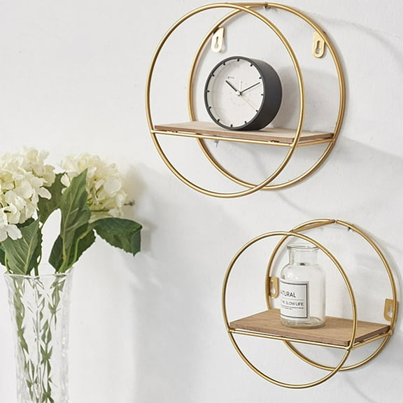 FRCOLOR Nordic Wall Mounted Storage Rack for Home in Golden Color Made of Iron 1pc