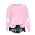thumbnail image 5 of Jkety Halloween Shirts for Women Long Sleeve Crewneck Casual Dressy Tops Funny Graphic Halloween Fall Fashion Outfits(Pink,L), 5 of 5