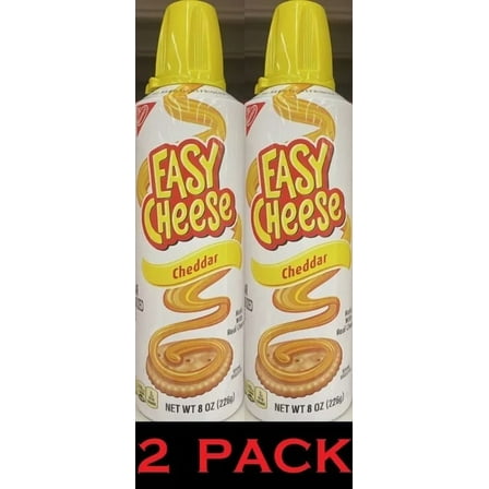 NABISCO Easy Cheese Cheddar Flavor Squeeze Can Pasteurized Cheese 2 Cans 8 oz