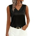 thumbnail image 2 of LIZUOJUNF Women's Silk Satin Tank Tops Casual Camisoles V Neck Sleeveless Business Work Blouses Dressy Summer Shirts, 2 of 4