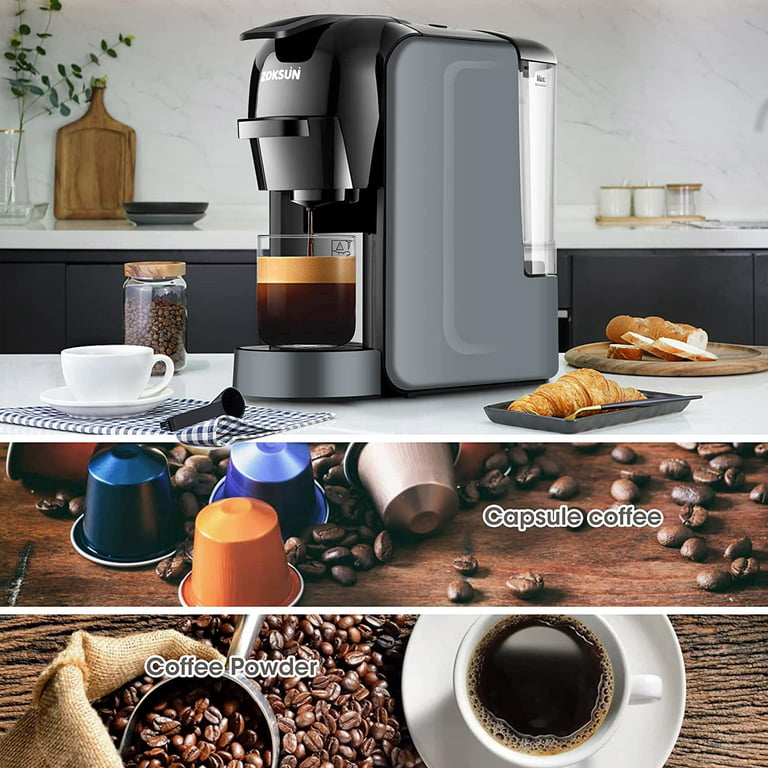Máquina de café espresso 4 en 1 en casa, cafetera multicápsula, caliente y  fría, 19 bar, dulce, leche, polvo Nexpresso, H1A (color : bandeja H1A BK 4