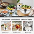thumbnail image 3 of CHEF Mixing Bowl with Airtight Lid Set of 5, 10-Piece Stainless Steel Nesting Salad Bowl Set for Prepping, Mixing and Serving, Size 4.6, 3, 1.5, 1, 0.7 QT, Rimmed Edges & Flat Base, Black, 3 of 10
