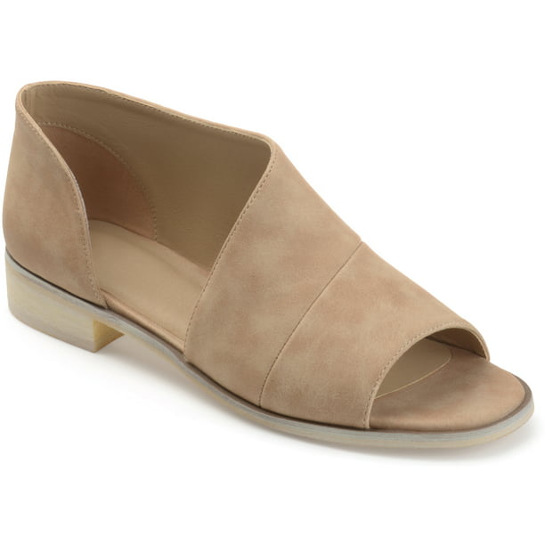 Women's Faux Leather D'orsay Asymmetrical Open-toe Flats - Walmart.com