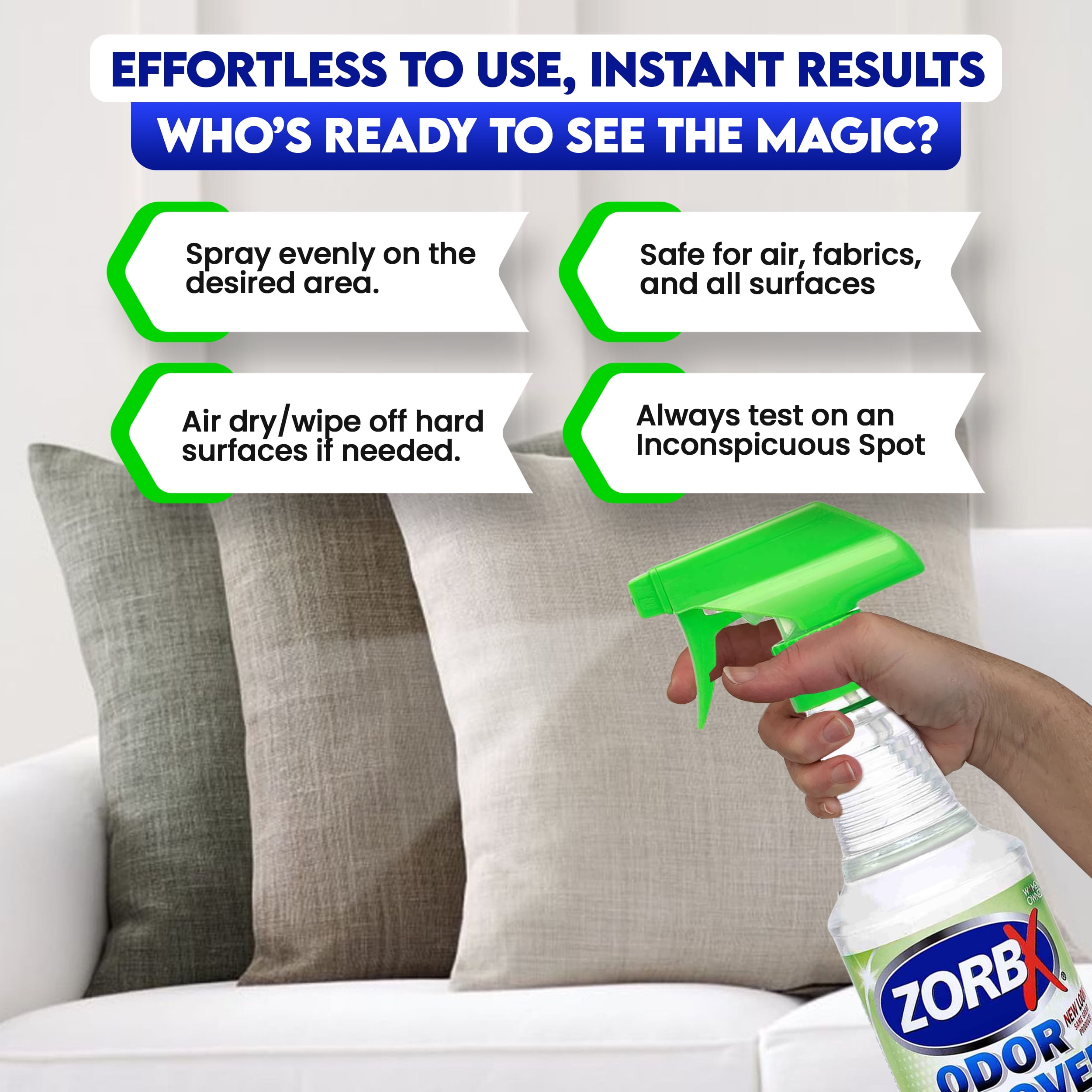 ZORBX Unscented Odor Eliminator Spray for Hospitals & Healthcare – Dog, Cat, Car & Carpet Deodorizer (16oz - Pack of 2)
