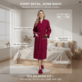 thumbnail image 2 of Lotus Linen Waffle Weave Robes for Women - Quick Dry Spa Bathrobe, Wine Red XXL, 2 of 8
