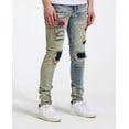 thumbnail image 2 of Crysp Denim Men's Rip & Repair Patchwork Distressed Skinny Fit Denim Jeans (40, Blue Stonewashed), 2 of 5