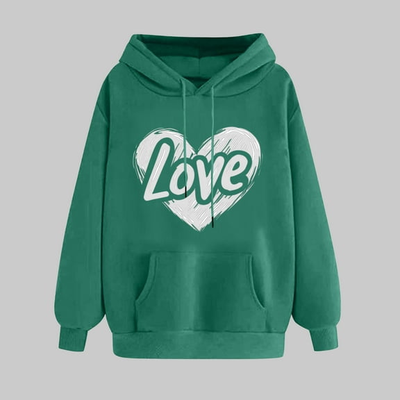 SOOMLON Valentines Day Hoodies for Women Girl Friend Valentines Gift Plus Size Tunic Long Sleeve Crewneck Sweatshirts Tops Funny Love Heart Graphic Pullovers Shirts Fashion Festival Outfits 2025
