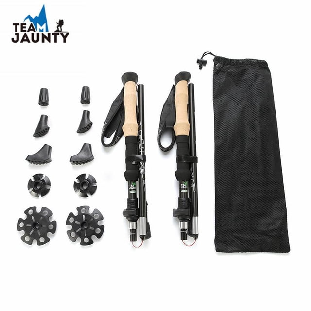 Chumajor Ensemble de Poteaux de Randonnée Ultralégers Pliants (2 Paires) - Poteaux de Randonnée Ajustables