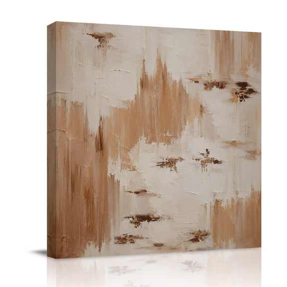 Canvas Wall Art, Abstract Orange Brown Framed Canvas Prints for Bathroom Desk, Expressionism Splatter Artistic Small Gallery Wrapped Wall Decor for Home Office, Gifts, 8"x8" Ship Next Day
