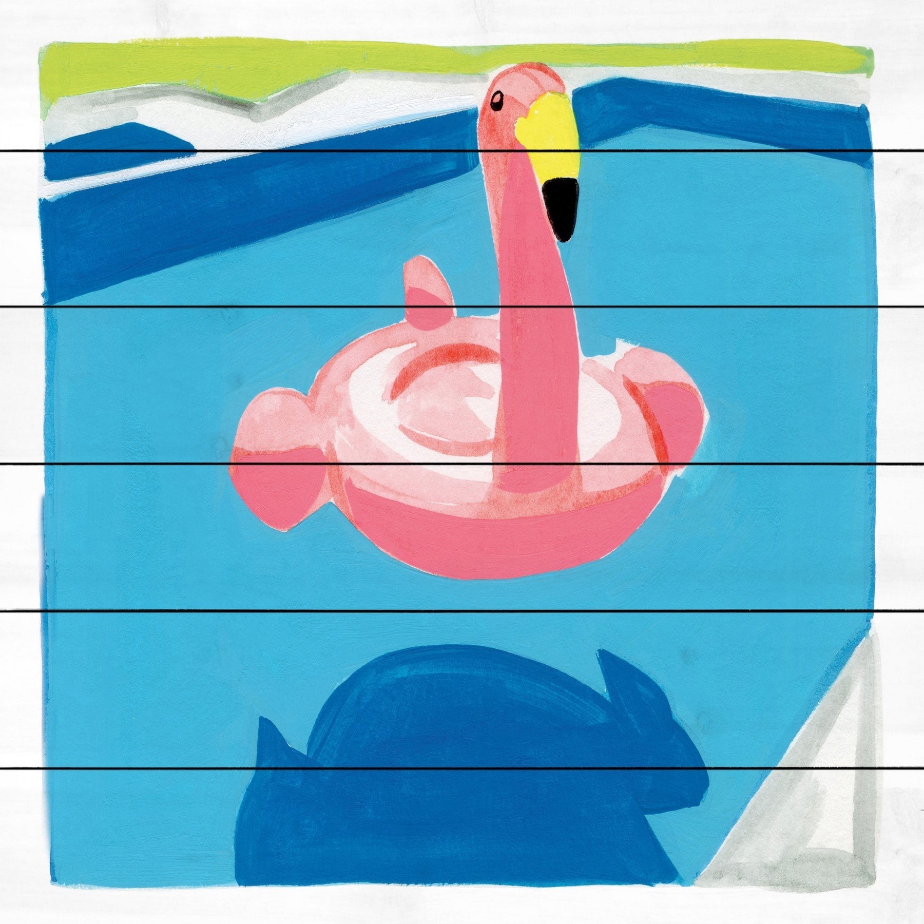 Marmont Hill "Pool Float" By Molly Rosner Painting Art Print On White Wood, 24.0" x 1.5"