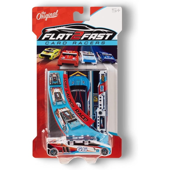 Sky Blue 66 Card Racer | Load, Launch, Race - Pocket-Sized Racecar Toy Ages 5 and up (Sold Each)