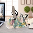 thumbnail image 4 of Hand Painted Palm Tree Acrylic Pencil Pen Holder Cup 4 Compartments Desktop Organiser 7.87"x2.78"x3.54", 4 of 7