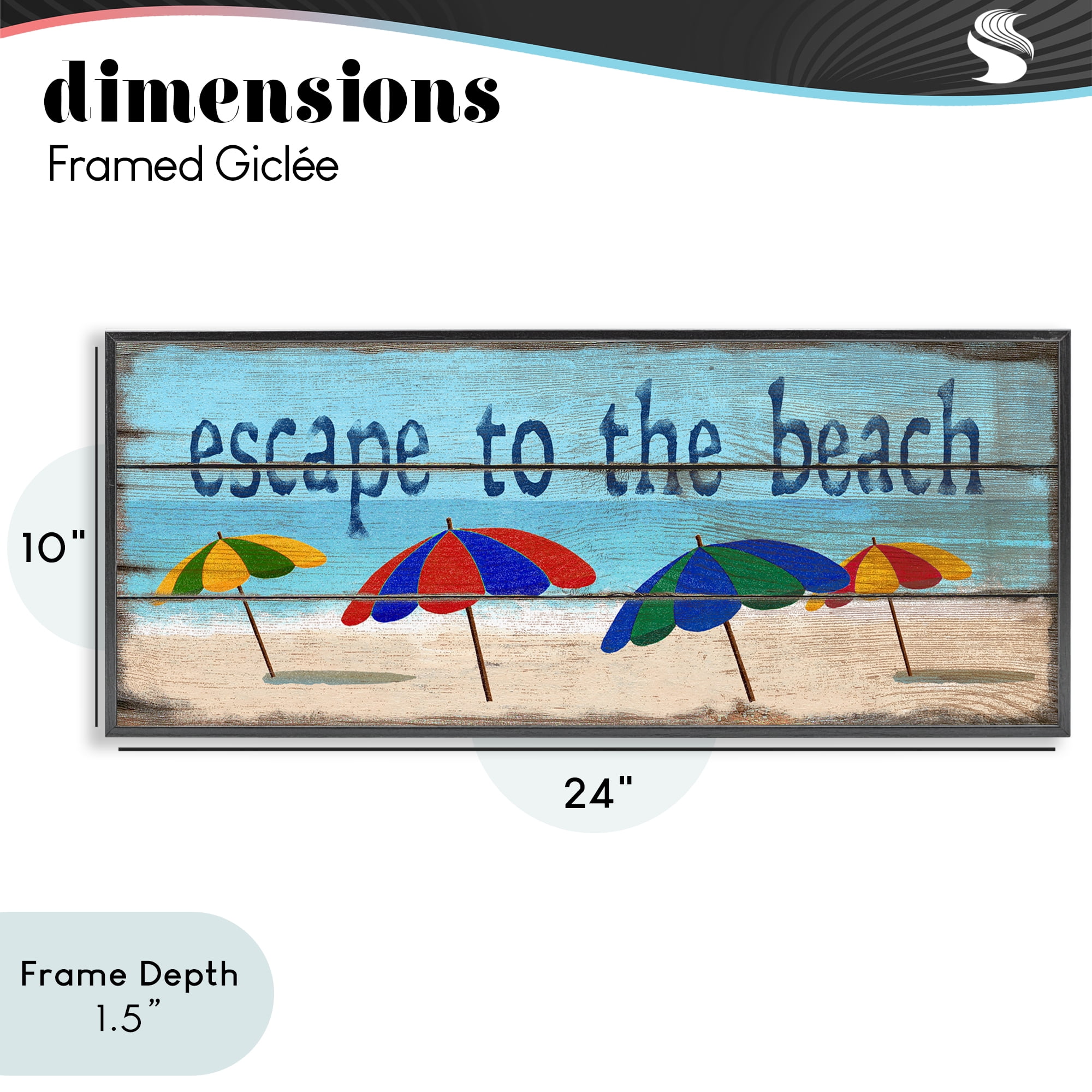 Stupell Industries Beach Escape Umbrellas Black Framed Giclee Art, design by Gail Fraser