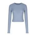 thumbnail image 5 of Women's Sexy Long Sleeve Crop Top Crew Neck Basic Fitted Tight Cropped T Shirts,Women's Casual Basic Crop Tops Slim Fit Long Sleeve Crew Neck Color Fall Pullover Shirts Tight Tee, 5 of 6