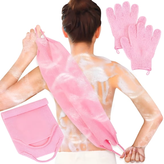 RAGUPEL Exfoliating Shower Bath Gloves Back Scrubber Set for Body,Face,Shower,Bath,Scrub and Exfoliator