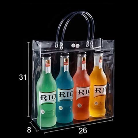 Bolso de mano transparente de PVC, bolsa de regalo de boda, bolsa de plástico para compras para estudiantes, bolsa de embalaje para té con leche, bolsa de regalo de mano