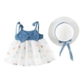 thumbnail image 1 of Toimothcn Robe Sans Manches pour Filles, Imprimé Floral, Nœud Plissé, avec Chapeau, Douce, Adorable, Robe de Princesse, Confortable, 3-12 Mois, 1 of 9