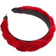 thumbnail image 2 of EeaseMX Accesorio para el cabello con trenza cruzada de franela ancha para mujer y niña, color rojo vino, 2 of 7