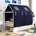 thumbnail image 4 of Costway Lit Maisonnette Double en Bois Massif Lit de Jeu Mezzanine Bas avec Tente 2 Tiroirs de Rangement, 4 of 10