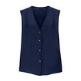 thumbnail image 6 of VINUSLI Sleeveless Knit Tops for Women Lightweight Button Down Vest Fully Lined Deep V Neck Casual Waistcoat Tees Navy,M, 6 of 6