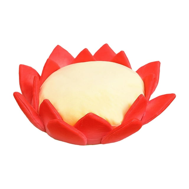 GROWTH TANK Coussin en Forme de Fleur de Lotus Coussin de Sol Confortable Pouf Rouge 60cm