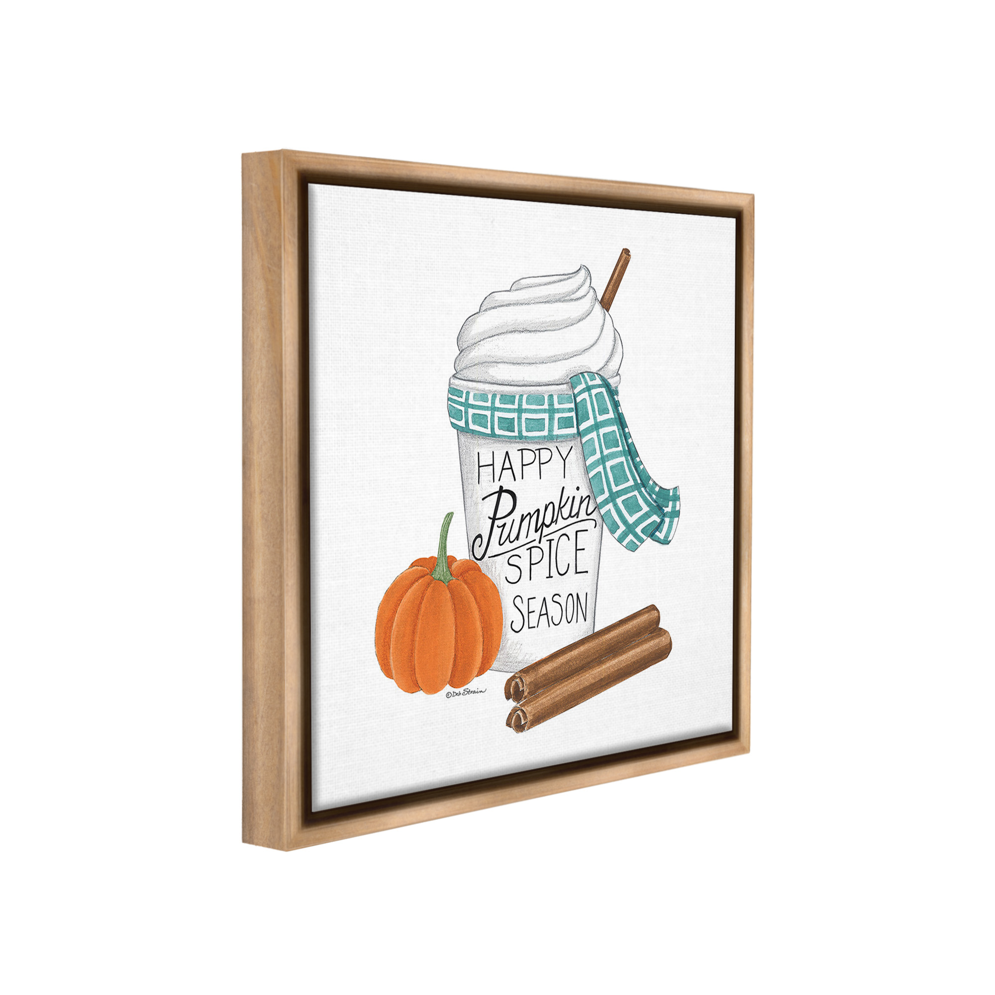Stupell Industries Pumpkin Spice Season Holiday Painting Brown Floater Framed Canvas Art Print Wall Art, 25 x 25