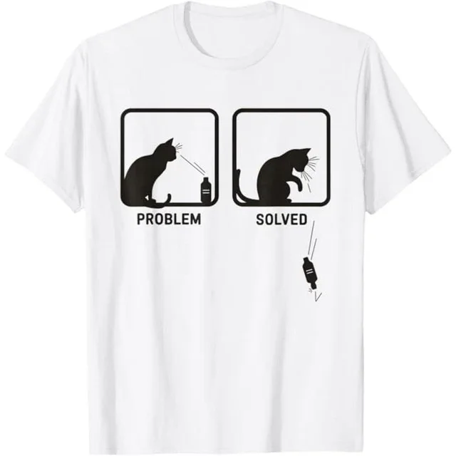 ALVORD T-Shirt Graphique Drôle de Chat Résolution de Problème Unisexe P-5TG