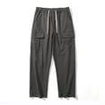 thumbnail image 2 of Pants for Men, Mens Casual Fashion Solid Multiple Pockets Pants Drawstring Elastic Waist Pants, 2 of 3