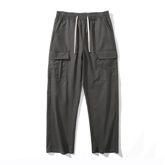 WXLWZYWL Men's Denim Pants Regular Fit Unwashed Loose Drawstring Hip Hop Baggy Denim Jeans Pants Relaxed Fit Carpenter Jean Solid Color Heavy Denim Work Pants