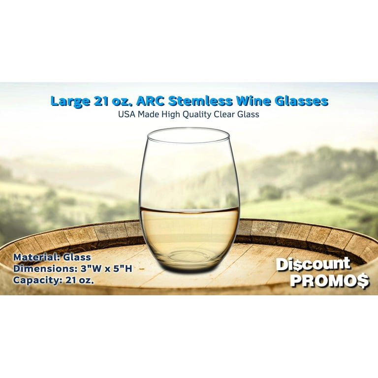 DISCOUNT PROMOS Shatterproof Clear Stemless Wine Glasses Set, 21 oz, 10  Piece - Walmart.com